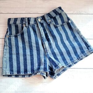 Zara shorts blue denim striped high rise Women's Size 4